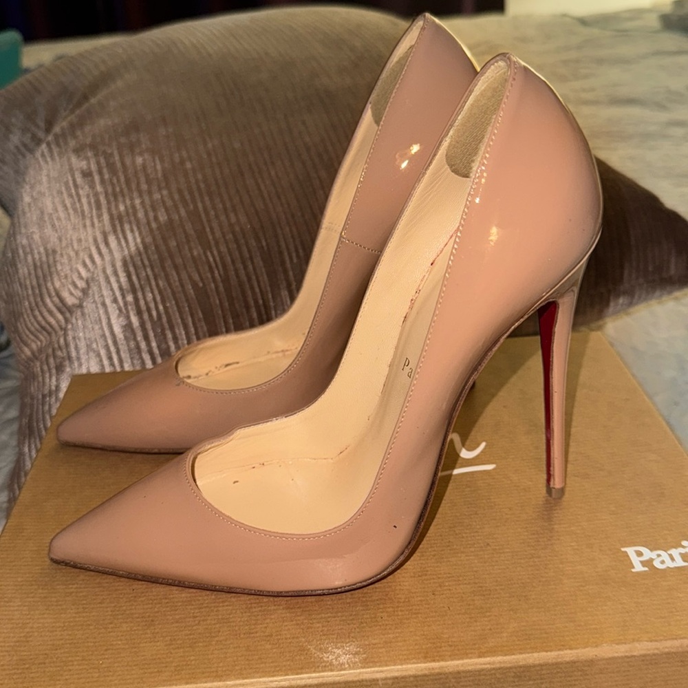Christian Louboutin Pigalle 120 Nude Patent Heels size 40.5